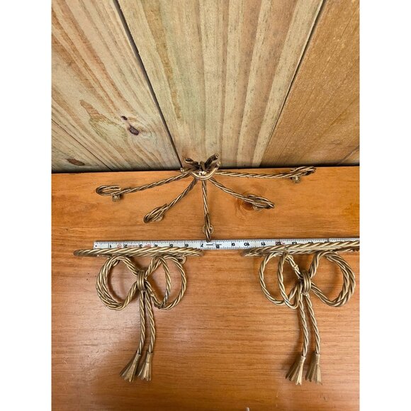 Gold-Toned Twisted Metal Wall Hooks & Shelf Set With Bow Design - Picture 3 of 8
